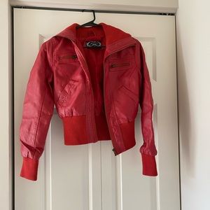 Red leather jacket